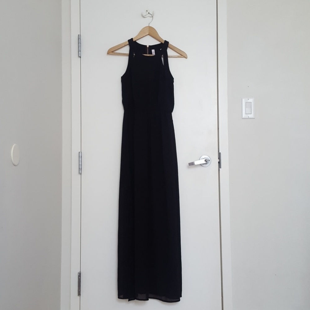 xhilaration black halter maxi dress xs